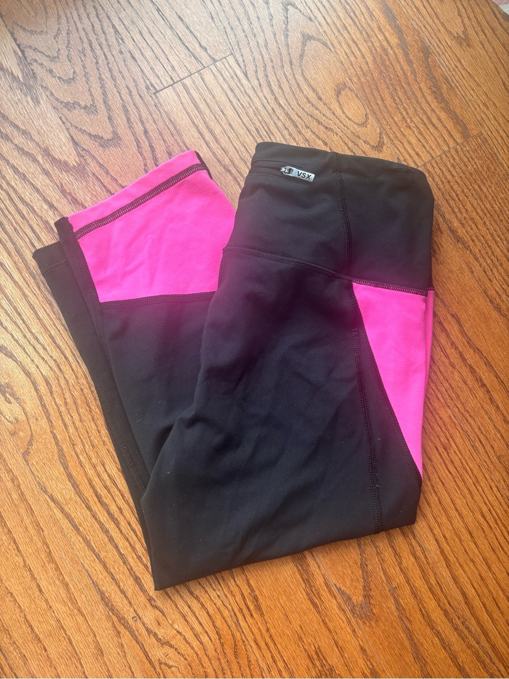 VSX Black and Hot Pink Colorblock Athletic Leggings